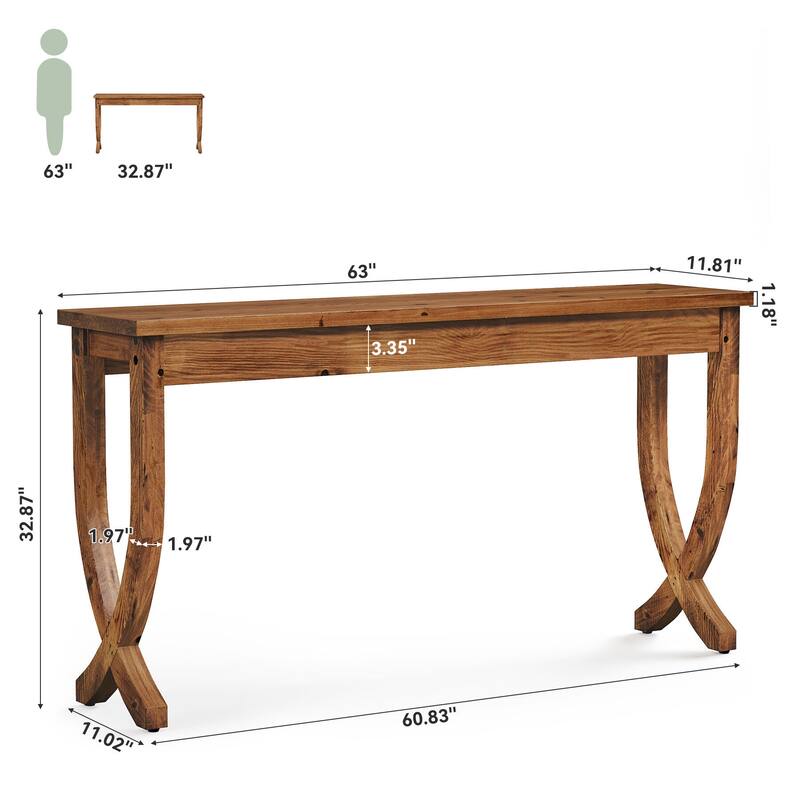 Solid Wood Console Table Farmhouse Sofa Couch Table for Entryway