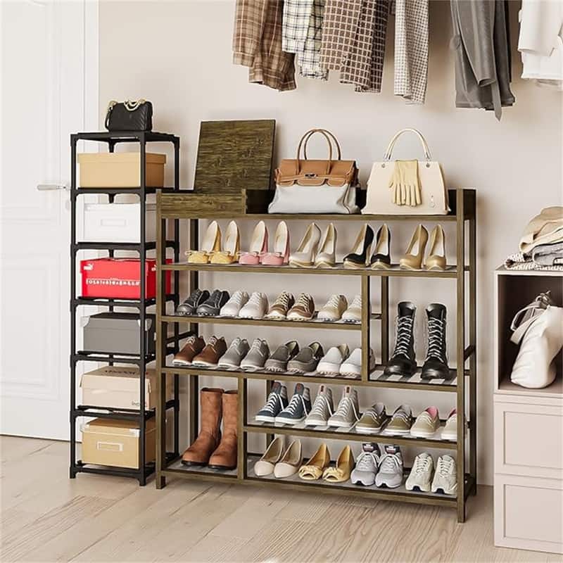 8 Tier Shoe Storage Organizer - 11.6"D x 39.7"W x 39.3"H - 11.6"D x 39.7"W x 39.3"H - Brown