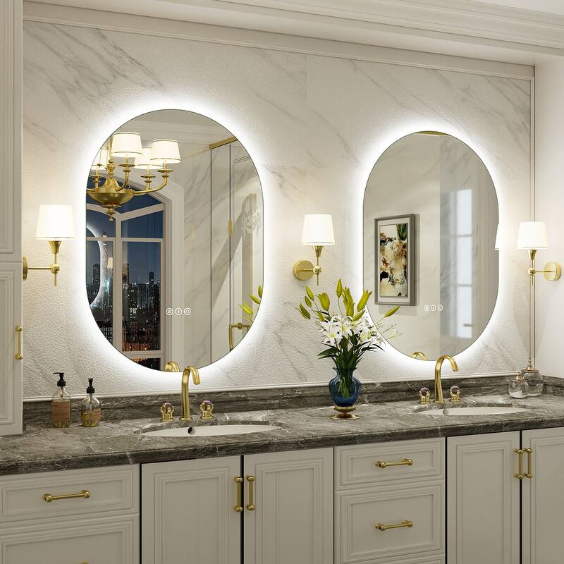 UL Certified Oval LED Lighted Anti-fog Wall Bathroom Vanity Mirror