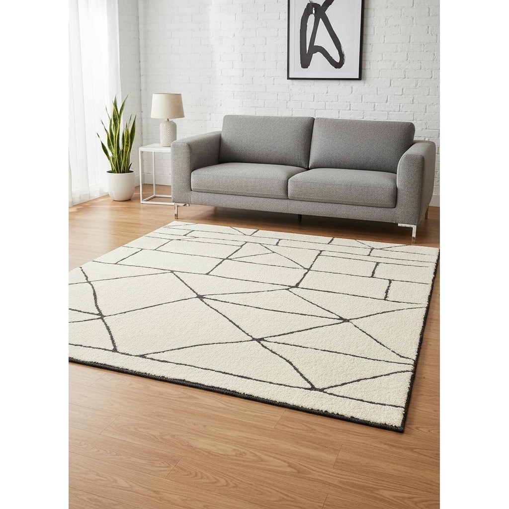 HomeRoots Geometric Modern Rectangle Area Rug - 5' X 8'