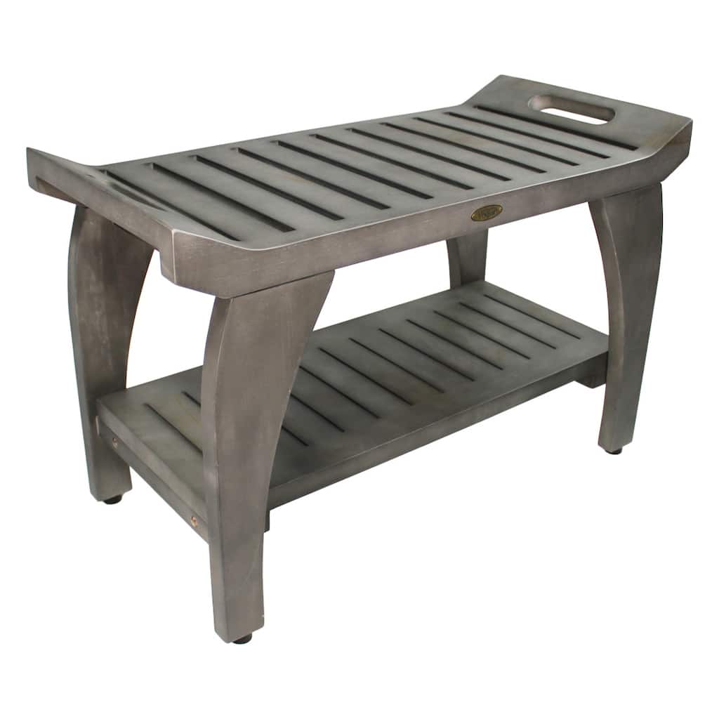 CoastalVogue Tranquility Antique Gray 30" Teak Bench, LiftAide Arms