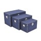 preview thumbnail 8 of 6, Offex Home Accent Set of 2 Navy Blue Linen Studded Trunk - : Lg: L: 19.75" x W: 12" x H: 12.25"