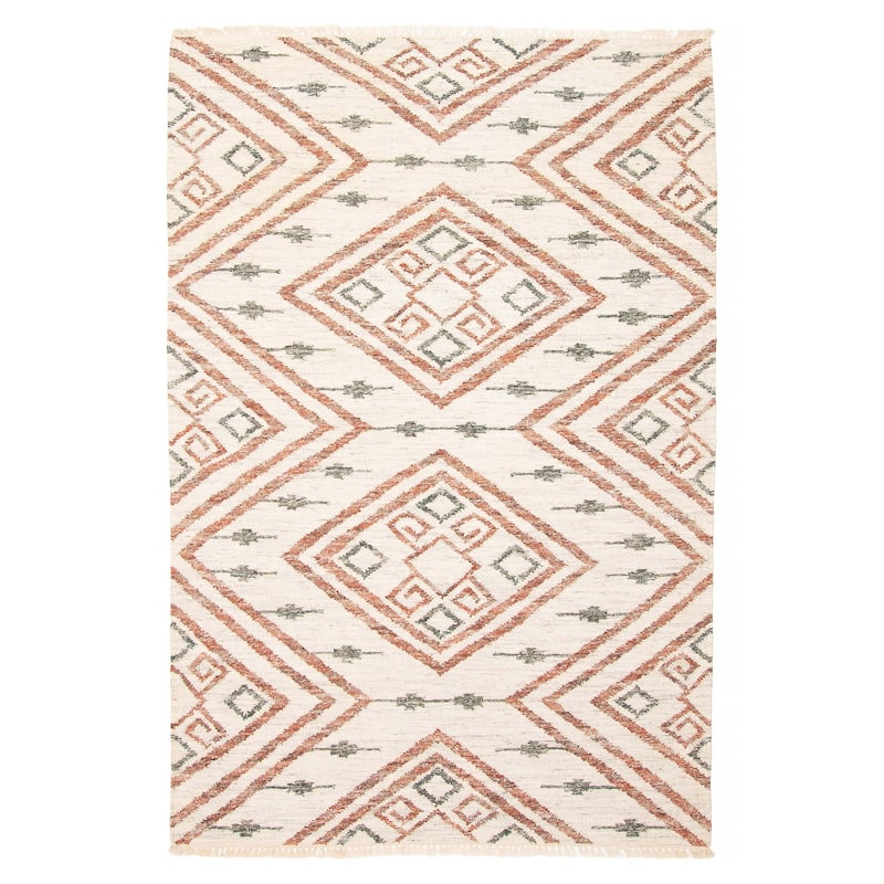 ECARPETGALLERY Flat-Weave Ankara FW Ivory Wool Kilim - 5'2 x 7'11 - Ivory - 5'2 x 7'11