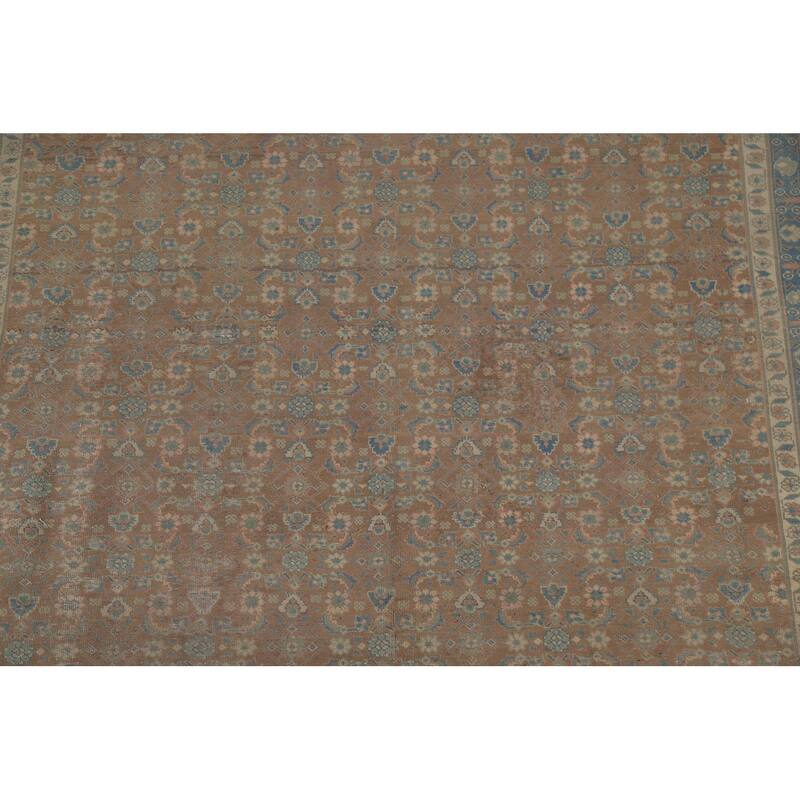 Distressed Tabriz Persian Antique Rug Living Room Handmade Wool Carpet - 9'8" x 11'11"