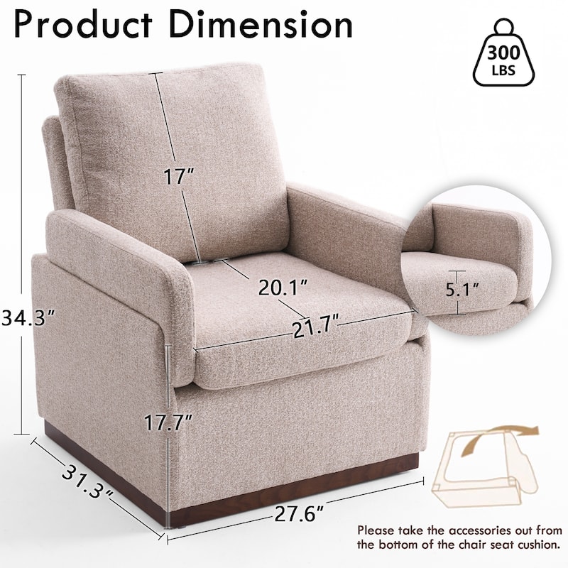 Accent Chair, Oversized Armchair, Modern Comfy Reading Chair