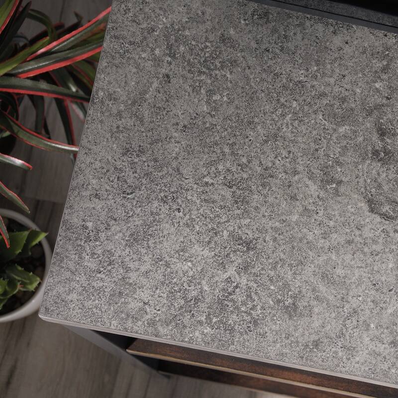 Engineered Wood Industrial Credenza For TVs up to 60", Brown - 55.35"W x 17.72"D x 23.27"H