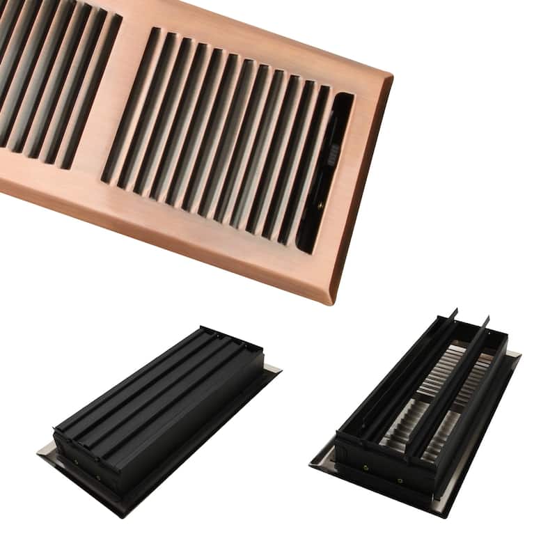 Akicon Stripe Design 4"x10" Floor Register with Trap Net