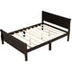 preview thumbnail 14 of 23, Classic Sleigh Bed Queen Size Platform Bed with Curved Headboar and Footboard, Solid Pine Wood Panel Bed Frame with Slat Support
