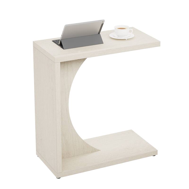 C-Shaped End Table for Couch, Side Table for Small Space