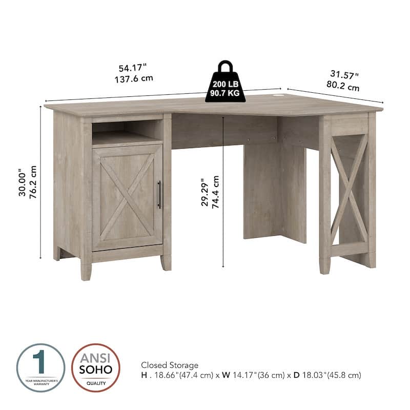 Bush Furniture Key West 54W Corner Computer Desk with Storage