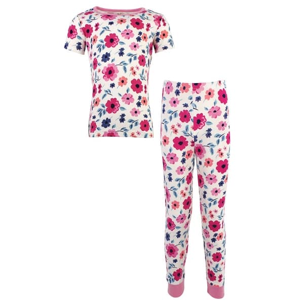 slide 1 of 1, Touched by Nature Toddler and Kids Girl Organic Cotton Tight-Fit Pajama Set, Garden Floral 2T