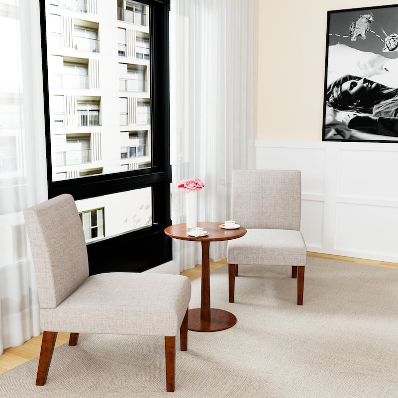 Modern 18.7" Side Chairs with Durable Hardwood Frame and Round Wood Table (Set of 2)