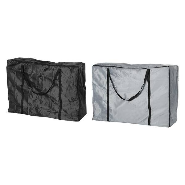 2Pcs Outdoor Folding Lounge Chair Storage Bag Carry Seat Bag Grey Black