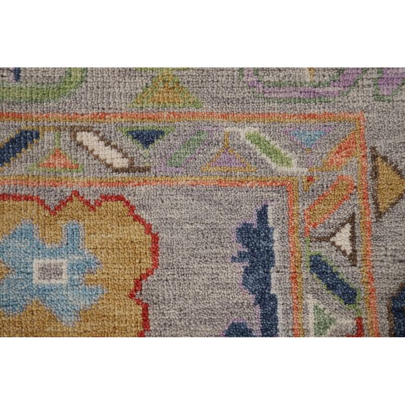 Grey Floral Oushak Oriental Area Rug Handmade Wool Carpet - 8'0"x 9'7"