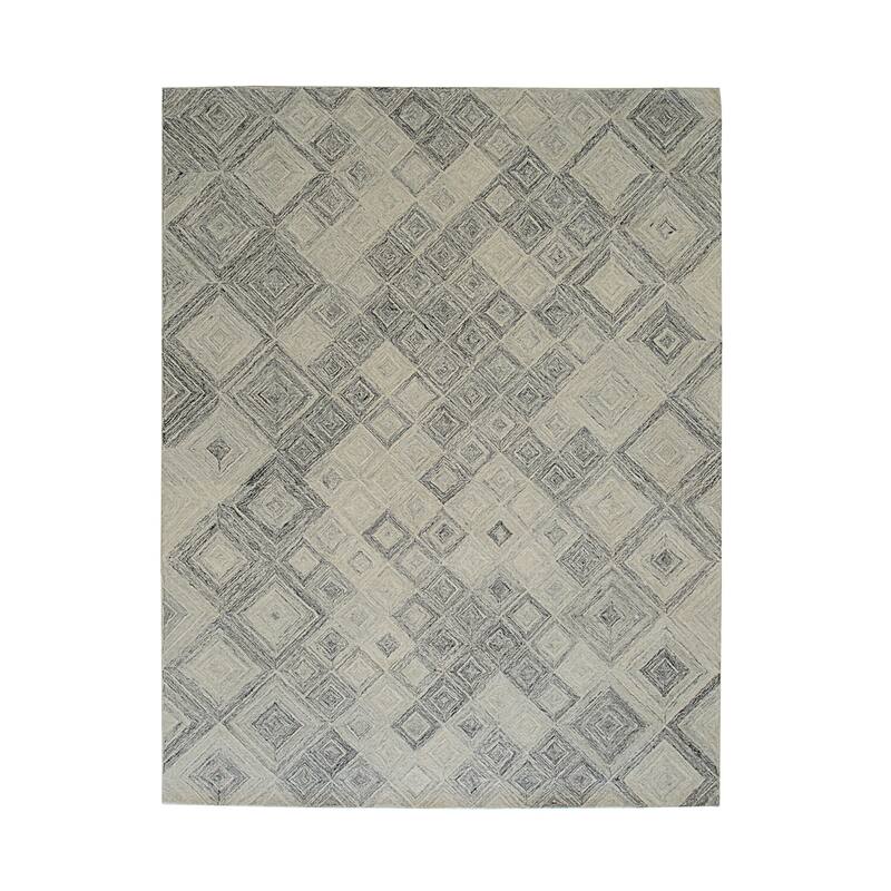 Multi Gray Hand-Tufted Wool Transitional Modern Tufted Rug, 7'6 x 9'6, Cozy Stylish Floor Rug - L
