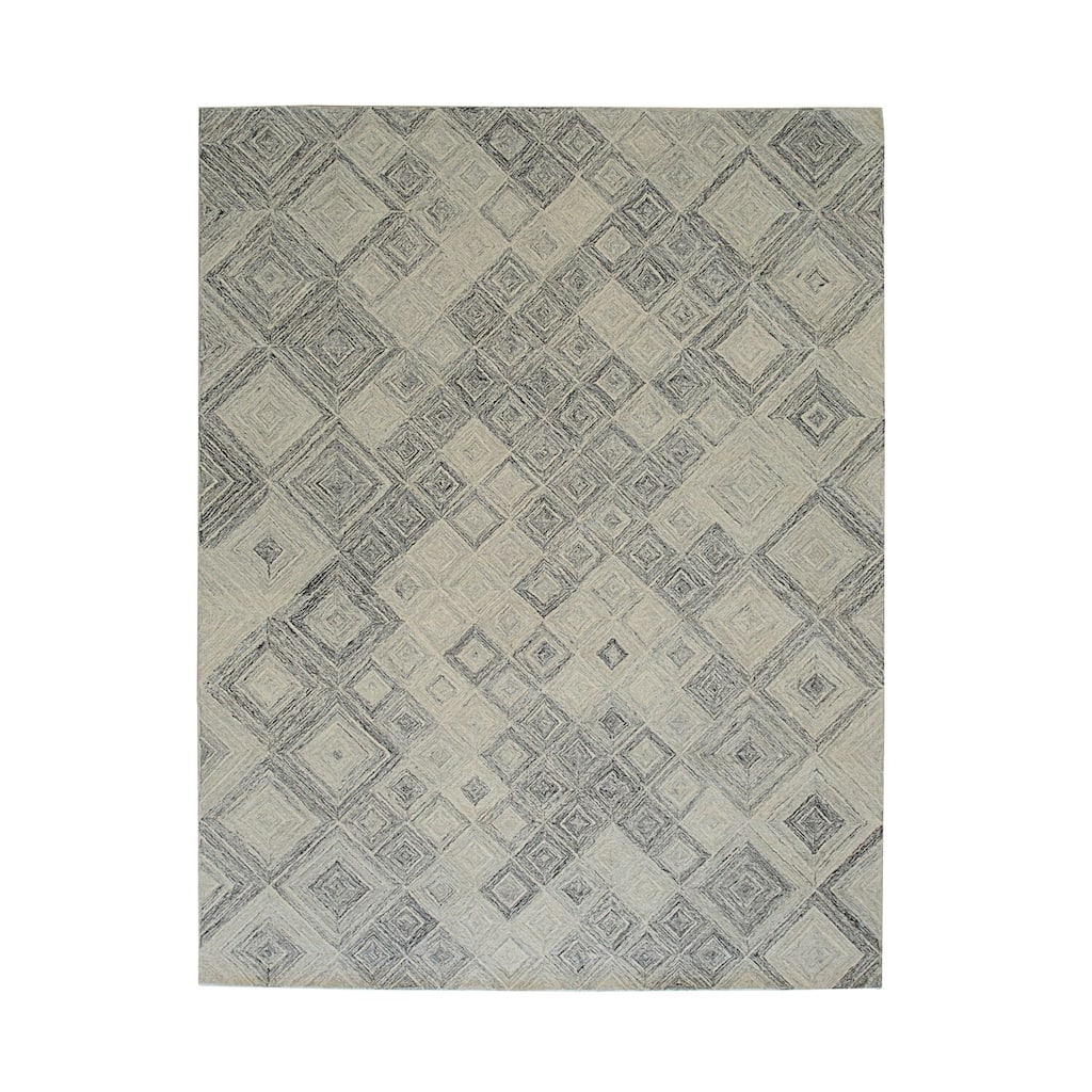 Multi Gray Hand-Tufted Wool Transitional Modern Tufted Rug, 7'6 x 9'6, Cozy Stylish Floor Rug - L