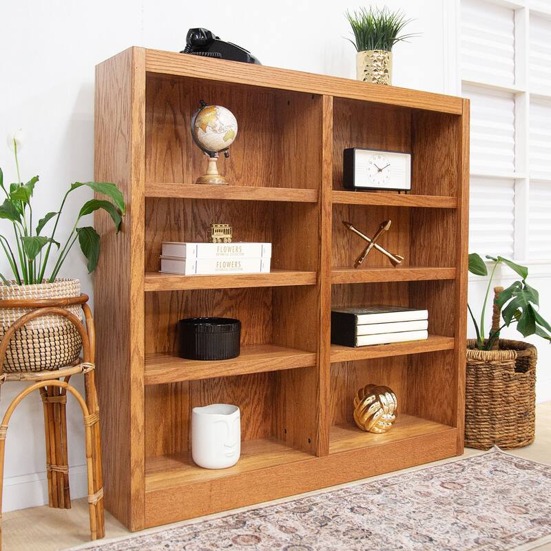 Concepts in Wood Double Wide Wood Bookcase, 8 Shelf, 48 inch Tall