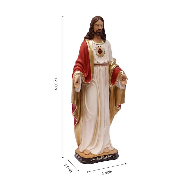 Standing Sacred Heart of Jesus Figurine with Open Hands - 12"