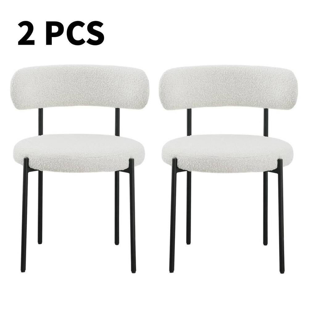 2PCs Upholstered Sherpa Modern Dining Chairs for Kitchen, Dining Room