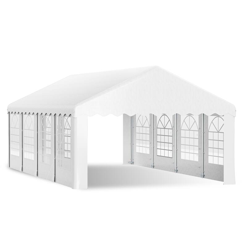 Durable Party Tent Gazebo for Events, Weddings, and BBQs - Includes Removable Sidewalls with Windows & Storage Bags, White