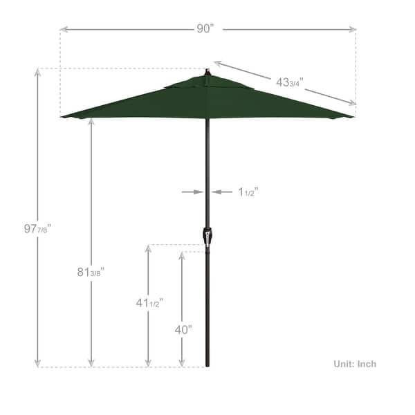 dimension image slide 17 of 20, North Bend7.5 Foot Crank Lift Auto Tilt Patio Umbrella Outdoor Rated Acrylic Fabric by Havenside Home