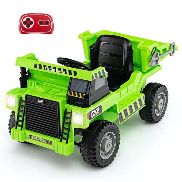 slide 2 of 18, Costway Kids Ride-On Dump Truck with Wireless Connection Music LED - See Details Green
