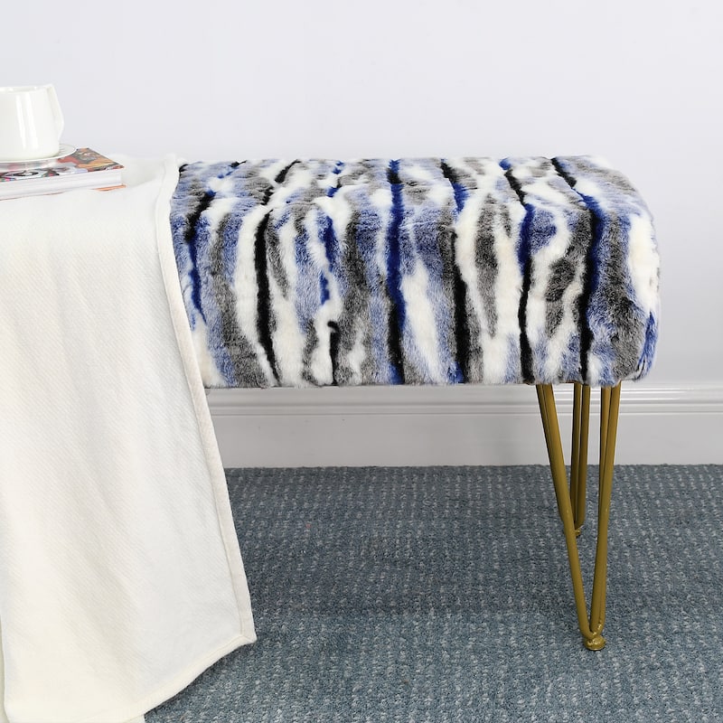 Home Soft Things Multi Jacquard Fauxfur Rectangle Ottoman
