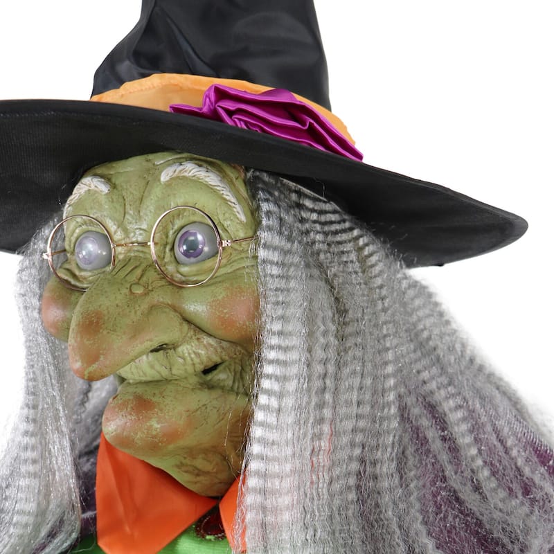 Haunted Hill Farm 6-Ft. Tall Motion-Activated Cauldron Witch, Premium Talking Halloween Animatronic, Plug-In
