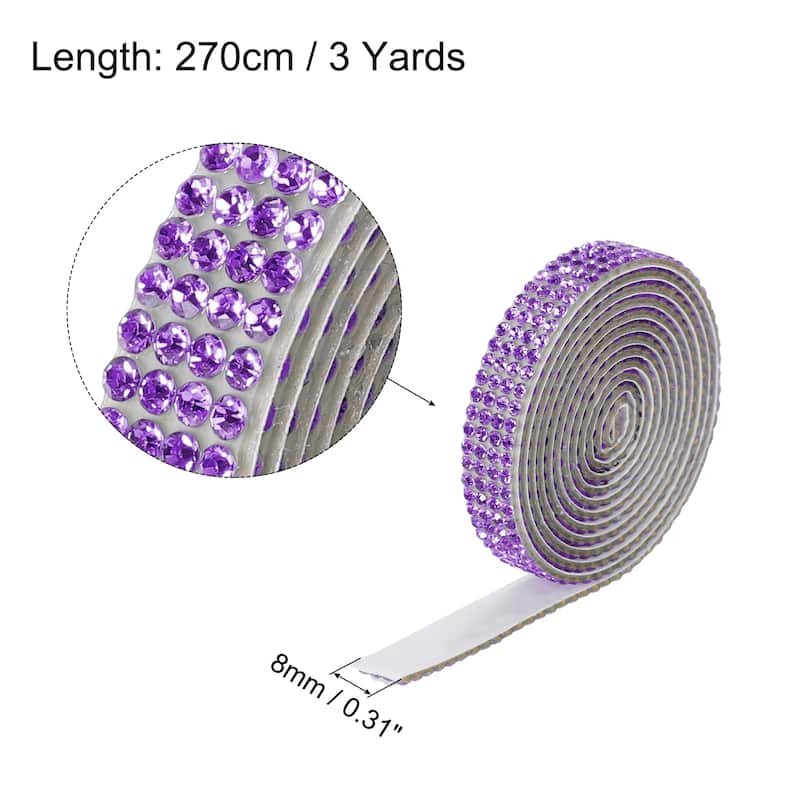 3Roll 3 Yards 8mm Diamond Ribbon White - Purple - 8mm