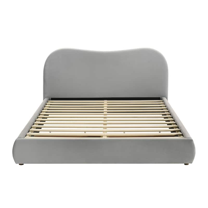Furniture of America Niric Modern Fabric Upholstered Platform Bed with Storage Footboard