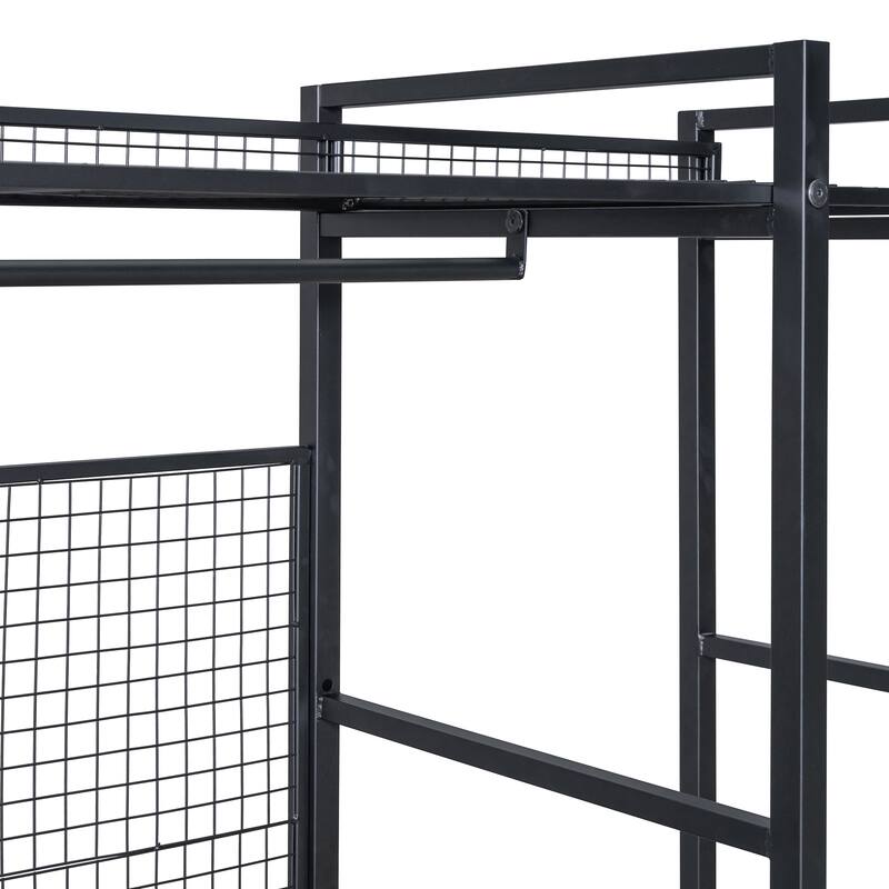 Open-Style Wardrobe with Hanging Rails, Shelves and Drawers - N/A