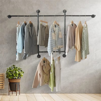 Industrial Wall Clothes Rack