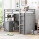 preview thumbnail 3 of 13, Versatile Wardrobe Storage Bed Twin Gray Loft Bed with Desk, Drawers