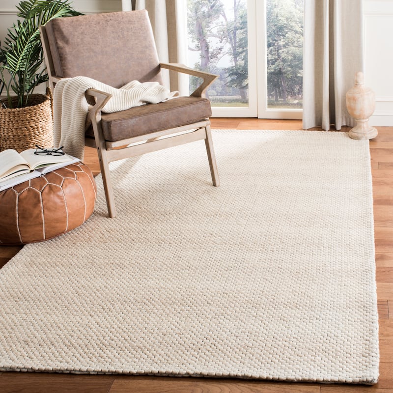 SAFAVIEH Handmade Marbella Arianne Stripe Beige/Brown Wool Rug - 4' x 6' - Beige/Brown