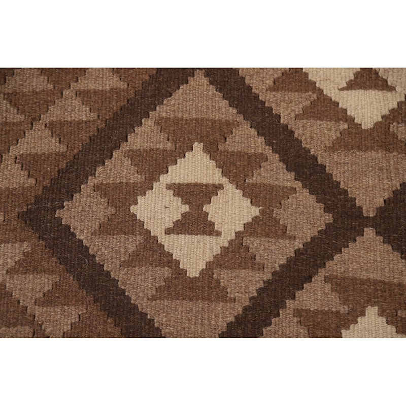 Reversible Kilim Geometric Area Rug Hand-woven Wool Carpet - 5'5" x 8'1"