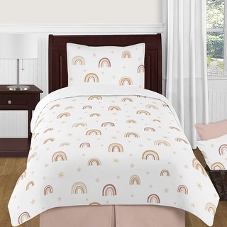 Boho Rainbow Girl 4pc Twin Comforter Set Blush Pink Dusty Rose Gold Yellow Mauve Taupe Beige Tan Bohemian Stars Sun Celestial Bed Bath Beyond 35363395