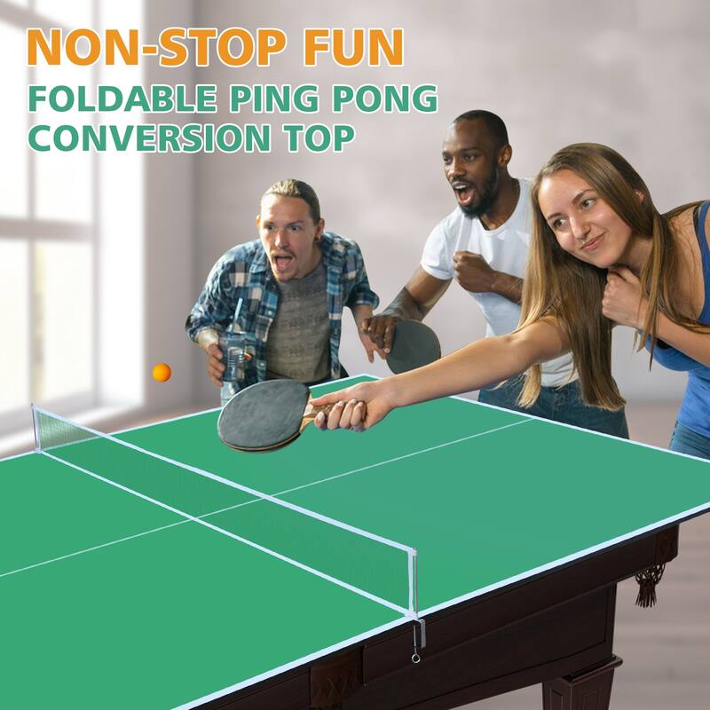Roomfitters 8ft Blue Mid-Size Ping Pong Conversion Top, Foldable & Portable Table Tennis Top for Indoor Games