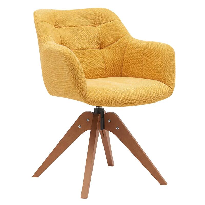 Suede Swivel Armchair Office Accent Arm Chair - Yellow