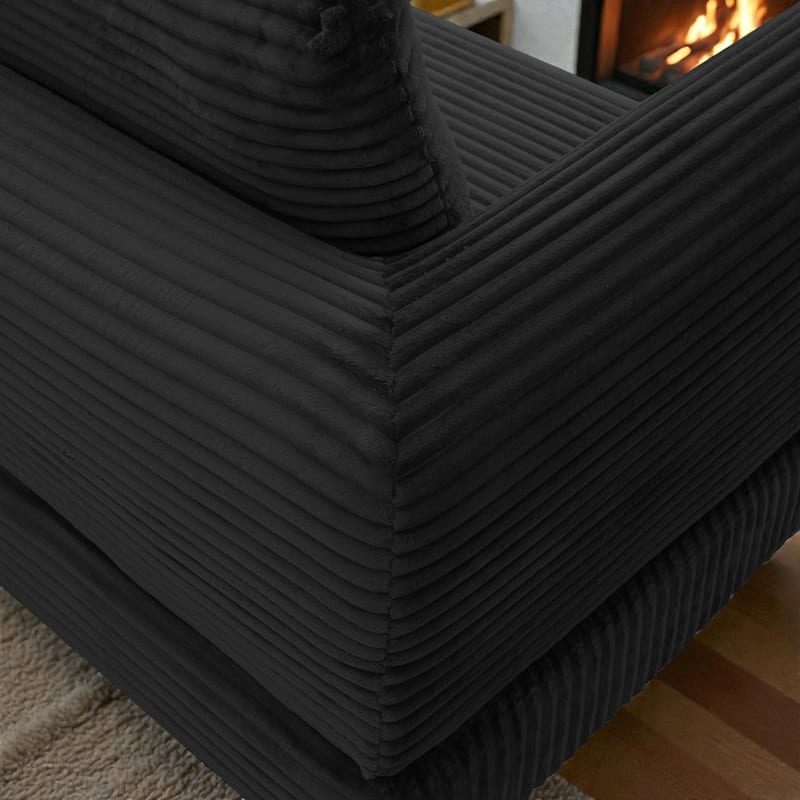 2 in 1 Folding Sofa Bed, Corduroy Convertible Sleeper Couch with Pillows, Boneless Futon Floor Sofa