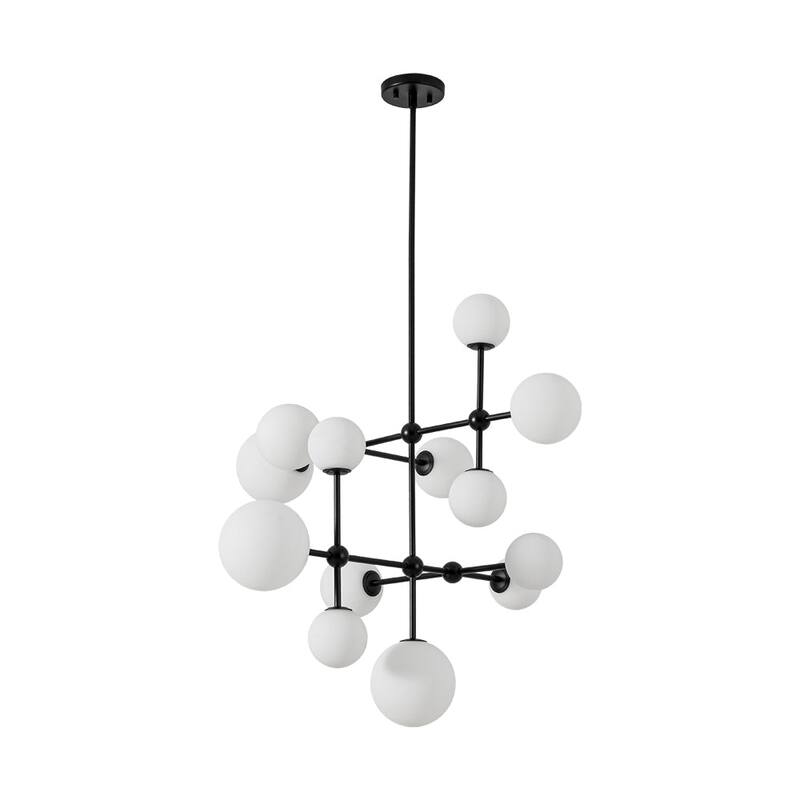 Grand Tiered Frosted Glass Bubble Sputnik Dimmable Entry Chandelier