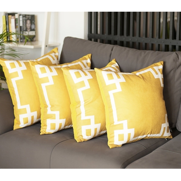 Geometric Greek Key Decorative Throw Pillow Cover Set Set of 4