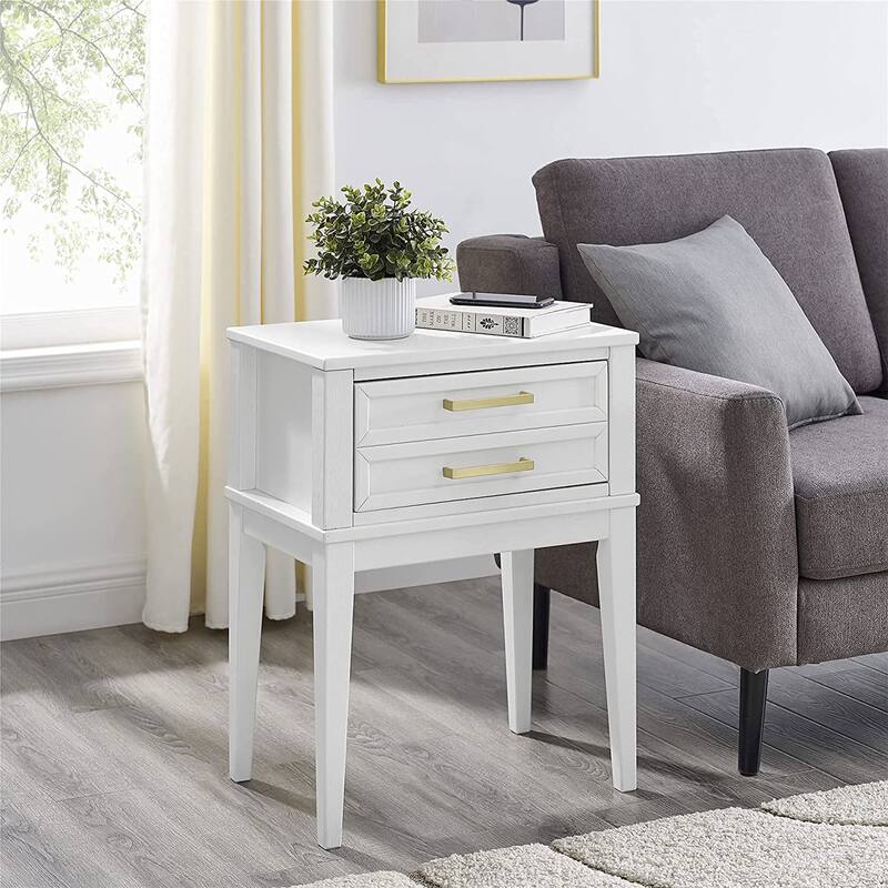 MUSEHOMEINC Mid Century Modern 2 Drawer Solid Wood Nightstand End Table, White - 21