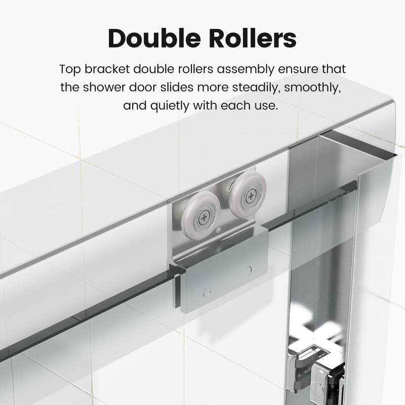 44-48" W x 72" H Semi-Frameless Double Sliding Shower Door, 6mm Tempered Glass Bypass Bathroom Door - 48x72"