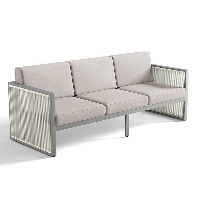 3 Seats Patio Sofa All Weather Wicker Patio Couch