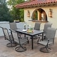preview thumbnail 36 of 36, Patio Dining Set 9/7 Pieces Outdoor Metal Furniture Set, 8/6 C Spring Motion Chairs and 1 Expandable Table 7-Piece Swivel chair (without umbrella hole)