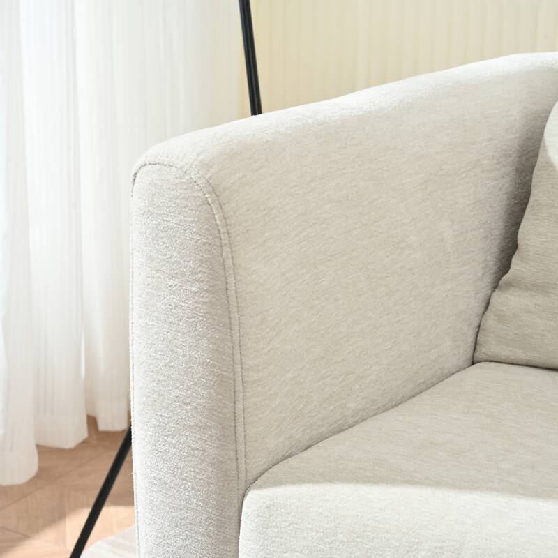 Modern Fabric Accent Chair with Wood Legs