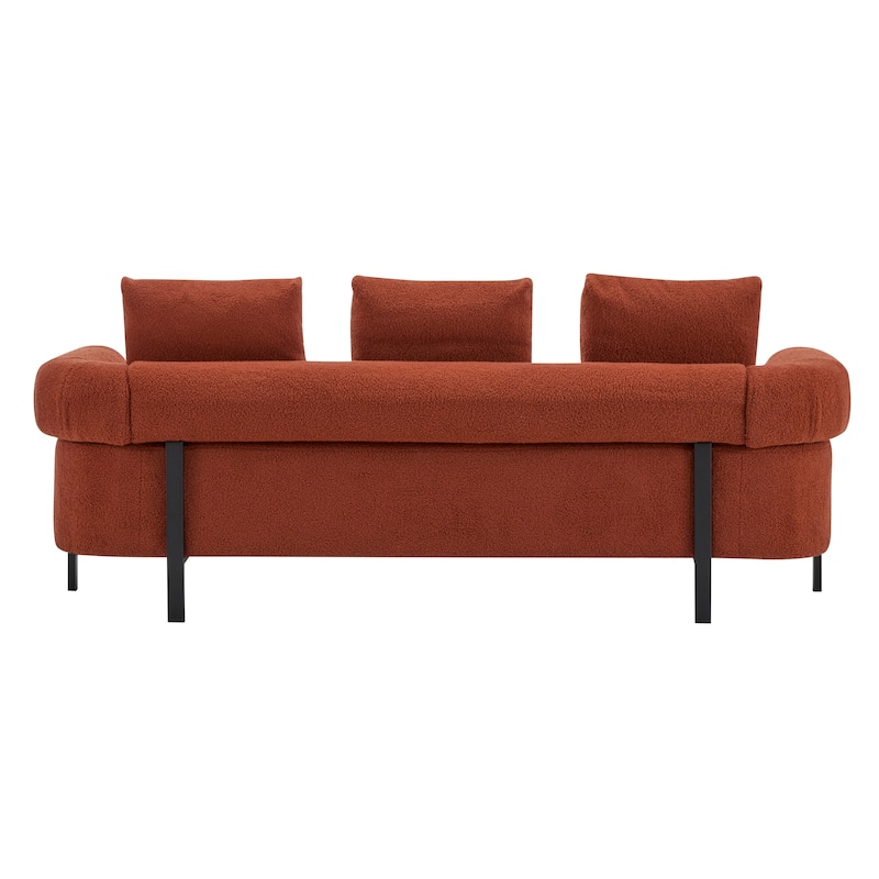 78" Modern 3-Seater Sofa Couch, Upholstered Sofa with Rolled Armrests & 3 Plush Pillows, Comfy Couch for Living Room, Bedroom