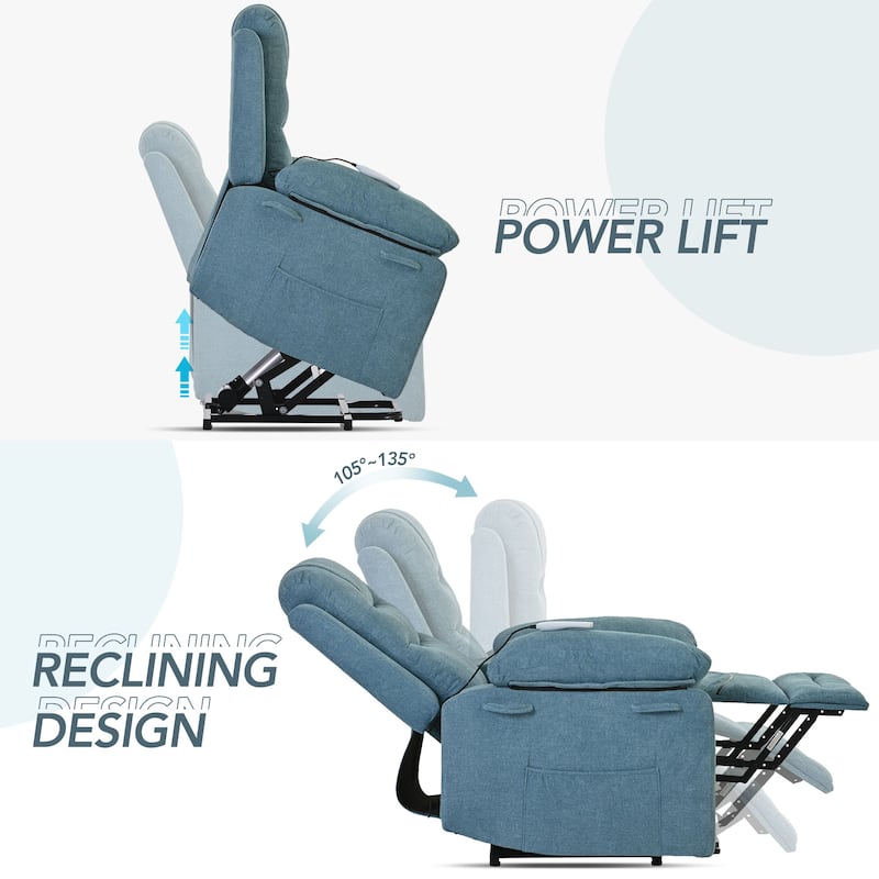 Linen Power Lift Chair for Elderly with Adjustable Massage Bed Bath