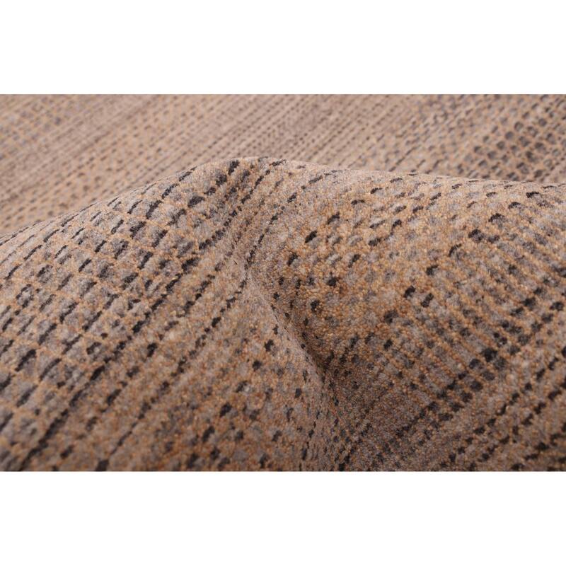 ECARPETGALLERY Hand-knotted Finest Silk Shadow Taupe Viscose, Wool Rug - 6'0 x 9'0