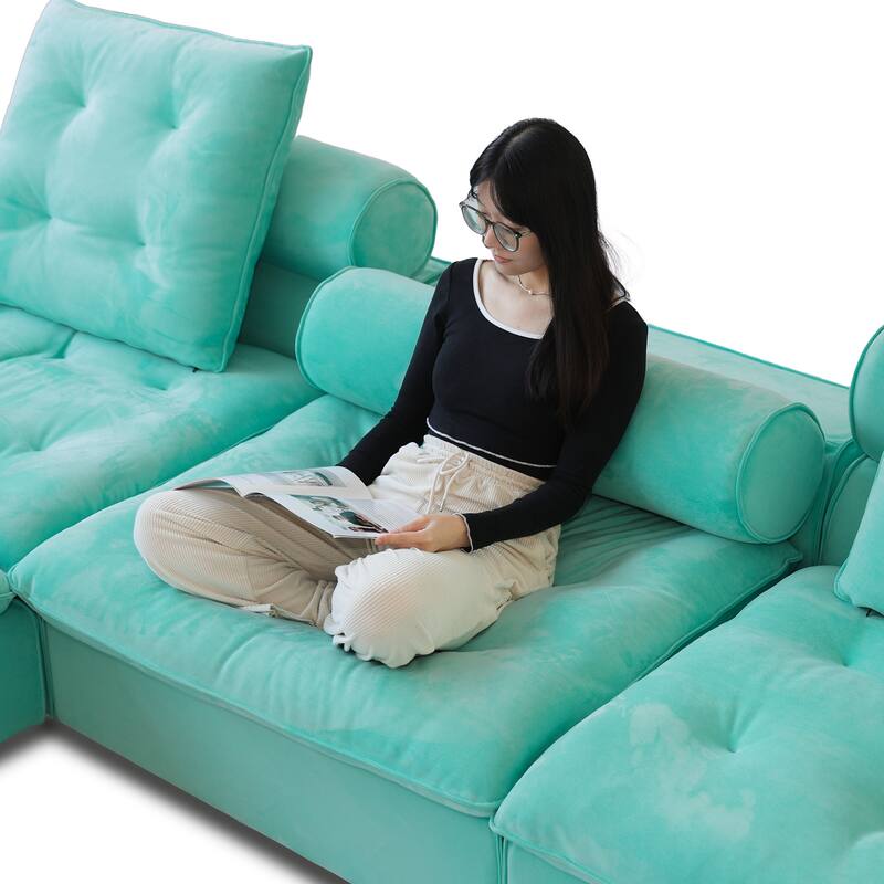 Stupendous Miami Modular Sofa Down Filled Curved Cloud Sectional Sofa 4 Seater with Ottoman